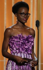 72nd ANNUAL GOLDEN GLOBE AWARDS -- Pictured: (l-r) Lupita Nyong'o, Colin Farrell, Presenters at the 72nd Annual Golden Globe Awards held at the Beverly Hilton Hotel on January 11, 2015 -- (Photo by: Paul Drinkwater/NBC)