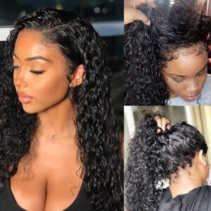 Pizazz Human Hair Wig 13 x 4 Lace Frontal 150% Density Deep Wavy Brazilian Baby Hair Natural Pre-Braided Hairline Wigs For Women.