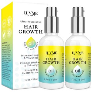 Luv Me Care Caffeine & Biotin Hair Growth Oil 2 Pack - Biotin Hair Growth Serum for Stronger, Thicker & Longer Hair 1.7 oz