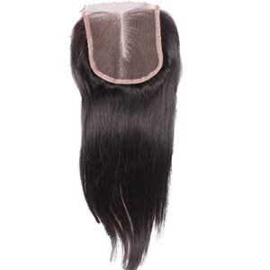 EVA HAIR 7a Brazilian Straight Lace Front Closure Piece 3.5x4 Virgin Human Hair Bleached Knots Middle Part Lace with Baby Hair