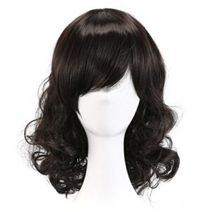 MapofBeauty 14"/35cm Charm Synthetic Curly Hair Wig (Black)