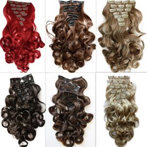 PRETTYSHOP XL SET 7pcs Full Head 24" Clip In Hair Extensions Curled Heat-Resisting