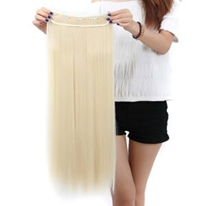 S-noilite Salon 26" Straight Bleach Blonde One Piece 5 Clips Clip In Hair Extensions Fashion Design For Women 5A Synthetic