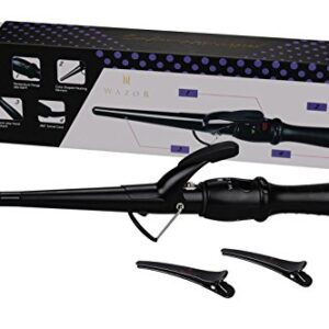 Wazor Hair Curler 1-1/2" Tapered Ceramic Hair Curling Iron Digital Display With Temp Setting and Auto Shut Off (black)